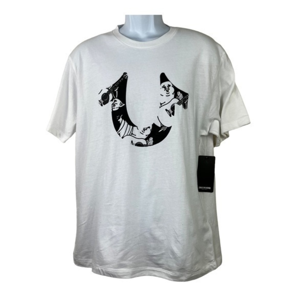 True Religion NWT Men’s T-shirt Polo Letter U white Black Size L
